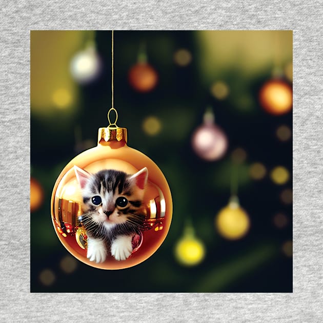 Cute Kitten in a Christmas Bauble by Geminiartstudio